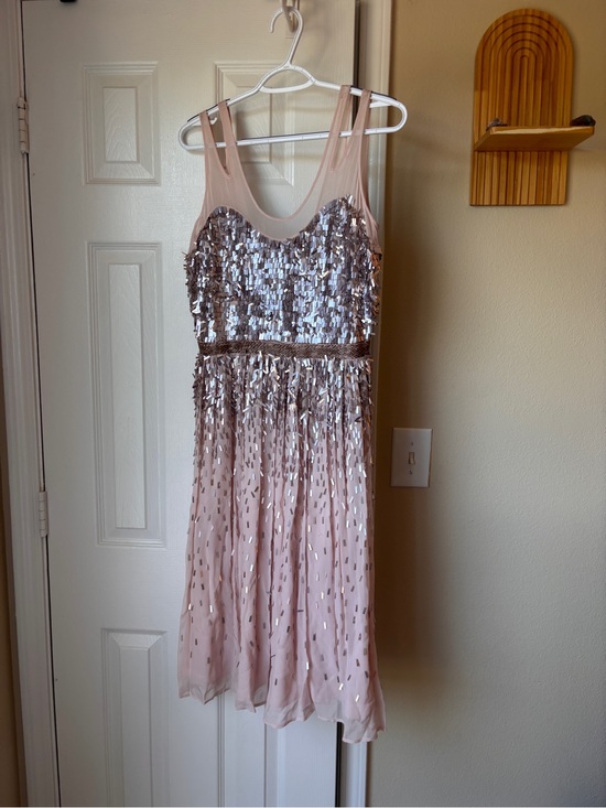 Dresses & Skirts - Sleeveless Blush Sequin Mesh Cocktail Dress